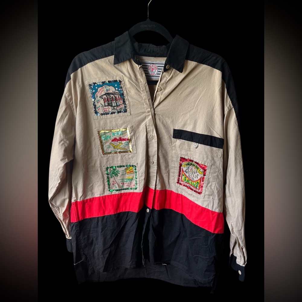 90’s Fixation Multicolor Patchwork Button Down - image 1